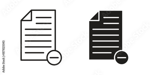 Remove document icons vector collection for web designs. flat icons