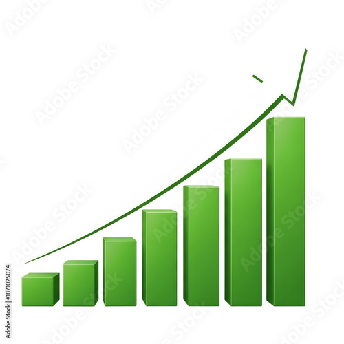 Free Download Green bar chart with upward trend isolated on transparent background - GFXLoad