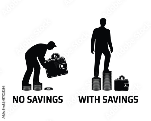 silhouette of man with and without savings