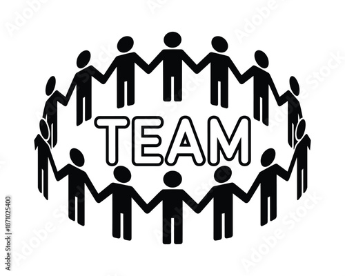 Teamwork concept with people holding hands in a circle