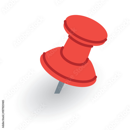 red push pin with the shadow, perfect for marking locations, notes, reminders, calendar events, office projects, presentations, websites, and digital designs- vector illustration