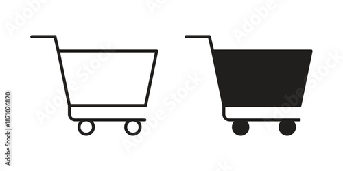 Shopping basket icons vector collection for web designs. flat icons