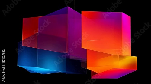 Colorful geometric shapes on black background