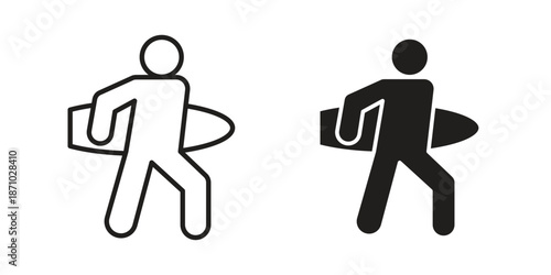 Surfer icons vector collection for web designs. flat icons