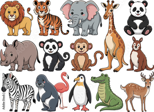 Colorful tropical birds collection isolated on white background featuring parrots cockatoos macaws toucan exotic wildlife illustration studio cutout high resolution