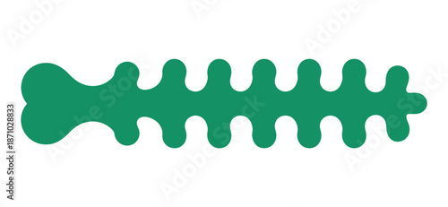A green plastic bone shaped dog chew toy on a white background