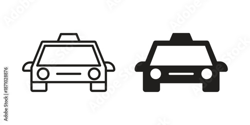 Taxi icons vector collection for web designs. flat icons