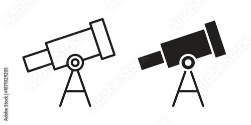 Telescope icons vector collection for web designs. flat icons