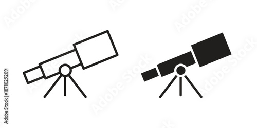 Telescope icons vector collection for web designs. flat icons