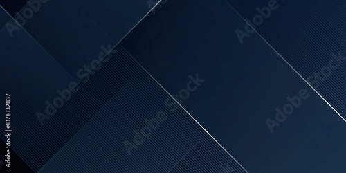 Dark abstract background with overlapping dynamic geometric shapes. Modern and futuristic glowing horizontal lines design. Vector EPS 4