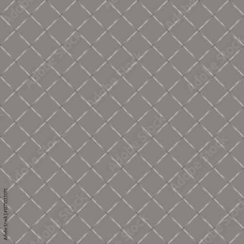 C2.5 Gray Seamless Geometric Grid Pattern. A repeating diamond-shaped pattern in soft gray tones. The design has a minimalist and symmetrical aesthetic, providing an understated yet elegant look.