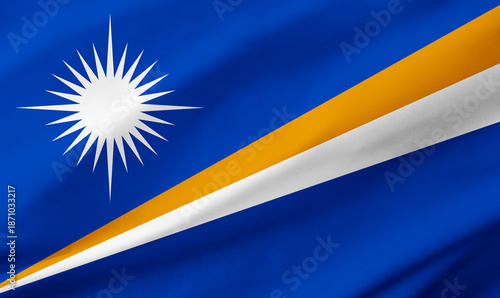 Marshall Islands flag background with waving fabric texture