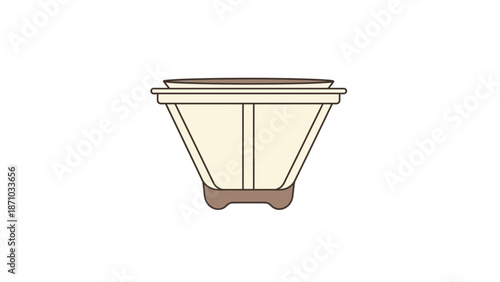 Simple Cartoon Drawing of a Beige Pot with a Brown Rim