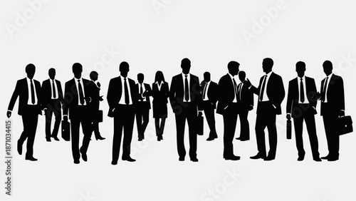 Silhouette Group of Business People Standing Together.
