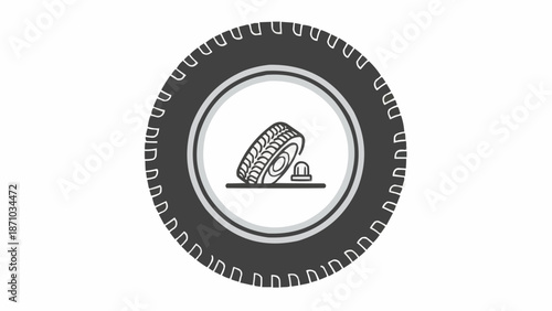 Car tire with a flat tire symbol inside a circle.