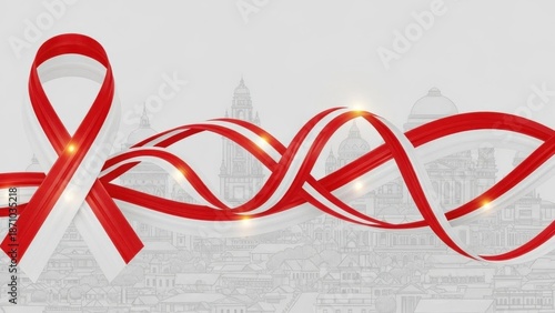 red ribbon on white background