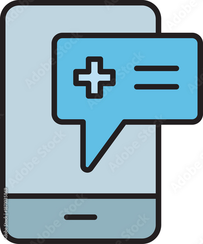 telemedicine and medical chat on smartphone icon
