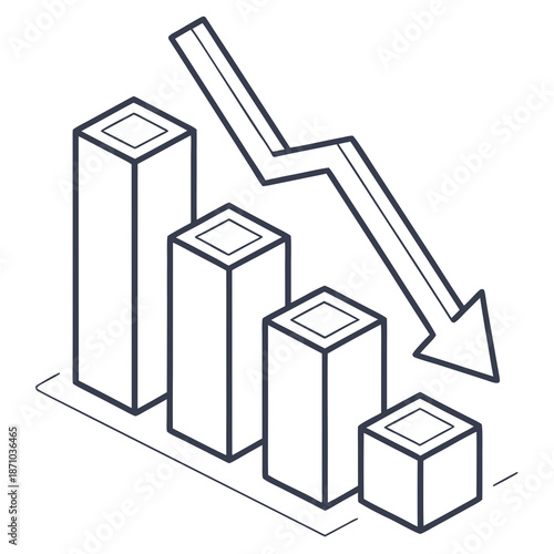 Minimal graph showing decline using translucent bars and arrow