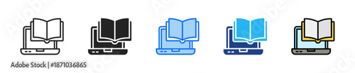 Digital Library Icon Set Multiple Style Collection