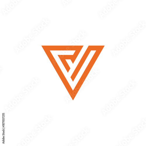Sleek and abstract geometric letter V logo design in vibrant orange, representing modernity, progression, and clear communication for a contemporary brand identity