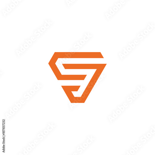 Abstract orange geometric letter s logo. Modern triangular design with dynamic interwoven lines. Ideal for innovative business branding, technology, corporate identity
