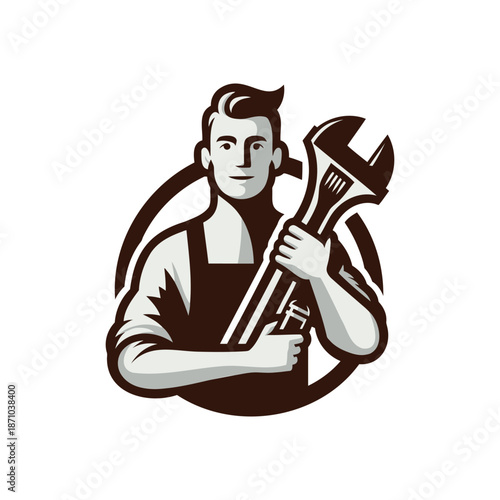 Handyman Mechanic Mascot Logo Vector Repair Service Icon