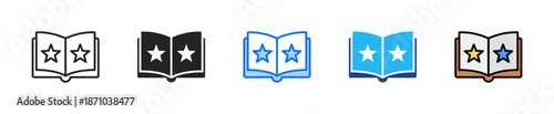Book Review Icon Set Multiple Style Collection