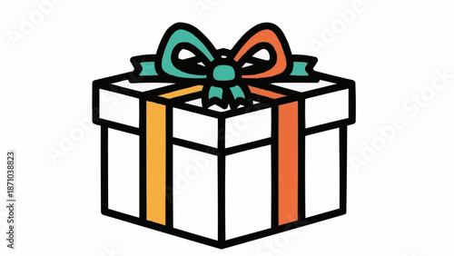 Gift box with ribbon and bow illustration.