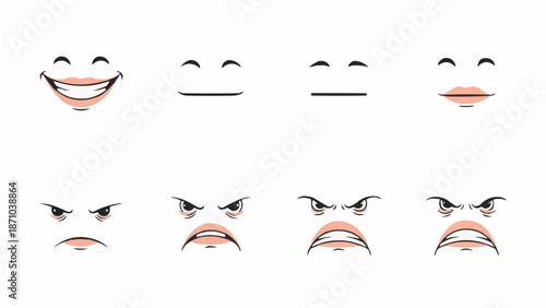 Collection of cartoon facial expressions showing different emotions.