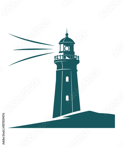 Lighthouse silhouette vector illustration of coastal maritime beacon tower sign