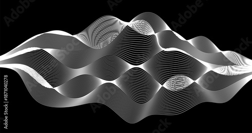 Abstract background with Lattice waves Geography Concept in Black and white Design