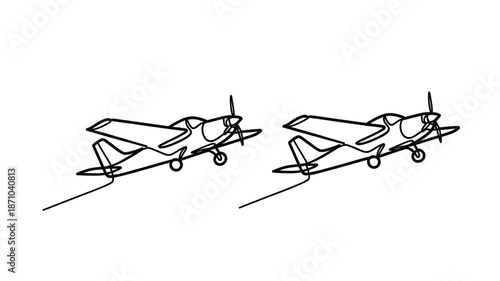 Minimalist line art illustration of three small airplanes in flight