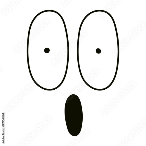 Cute funny surprised face isolated on transparent background. Hand drawn vector illustration. Line drawing. Cartoon character. Kid fashion, textile print, design element, clip art