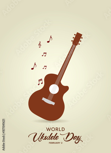 World Ukulele Day Musical Illustration Celebrating Acoustic Instrument And Global Music