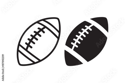 Vector Rugby ball icon. line and glyph version, outline and filled sign. American football ball linear and full pictogram. Symbol, logo