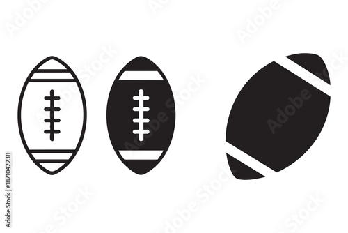 Vector Rugby ball icon. line and glyph version, outline and filled sign. American football ball linear and full pictogram. Symbol, logo