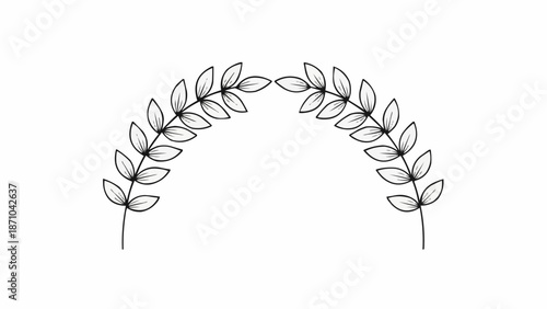 Hand drawn laurel wreath illustration simple sketch.