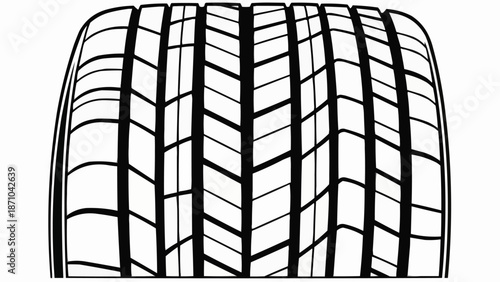 Close up black and white illustration of a car tire tread pattern.