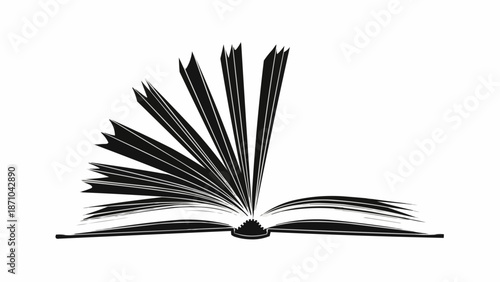 Open book with pages fanned out against a white background.