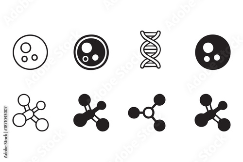 Vector Molecule cell different style icon set. Symbol, logo