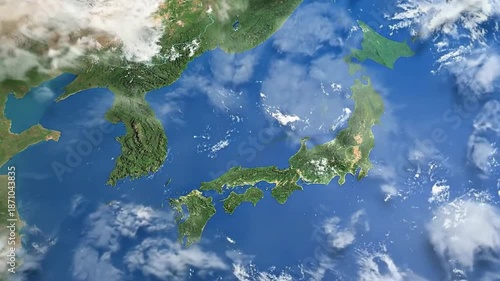 Wallpaper Mural Detailed satellite view of Japan and surrounding countries, showcasing geographical features. Torontodigital.ca