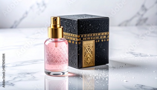 Wallpaper Mural Luxury perfume bottle with box on marble surface Torontodigital.ca
