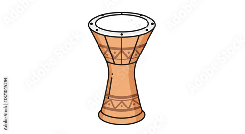 Cartoon Illustration of a Traditional Middle Eastern Drum.