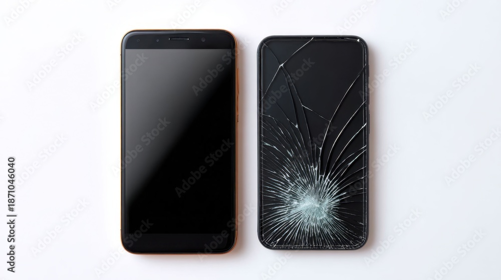 custom made wallpaper toronto digitalNew Smartphone Beside Cracked and Broken Device on White Background