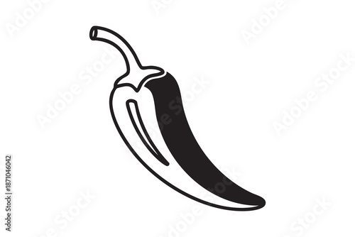 Vector Chili pepper line and solid icon pack outline different style. Symbol, logo