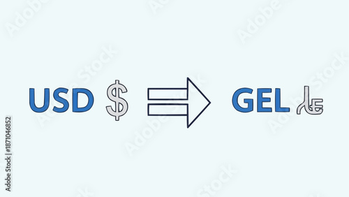 US Dollar to Georgian Lari Currency Exchange Symbol.