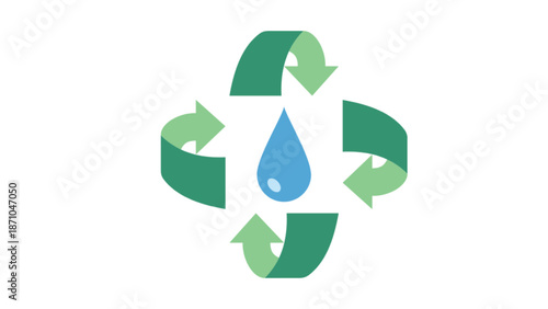  Water Recycling and Sustainable Cycle Icon