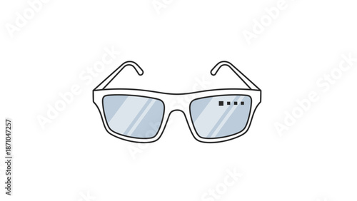 Simple line drawing of futuristic virtual reality glasses with sleek design.