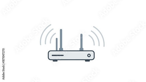 Wireless router with three antennas emitting signal waves.