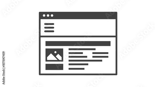 Simple web page layout icon with navigation and content sections.